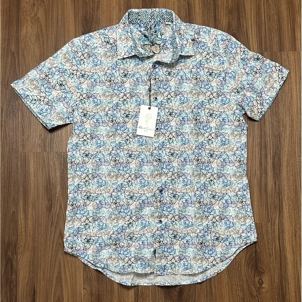 Robert Graham Radnor Floral Linen Blend Button Up Short Sleeve Shirt Men's Sz S - Picture 2 of 11